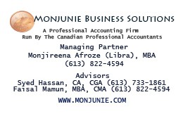 Monjunie Business Solutions
A Professional Accounting Firm Run By The Canadian Professional Accountants